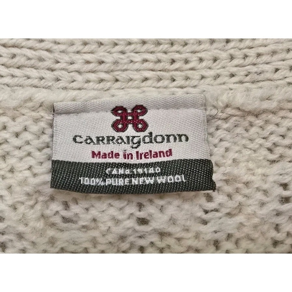 Carraig Donn Mens Size XL Wool Knit Fisherman Sweater Vest Ireland White - Picture 3 of 8